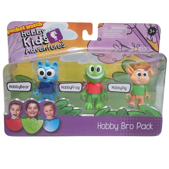 Pocket Watch HobbyKids Adventures HobbyBear HobbyFrog HobbyPig Bro Pack Figures - Picture 1 of 2